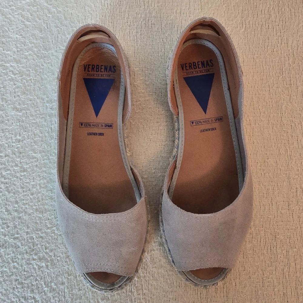 Verbenas Lt. Gray Suede Espadrille Flats size 39